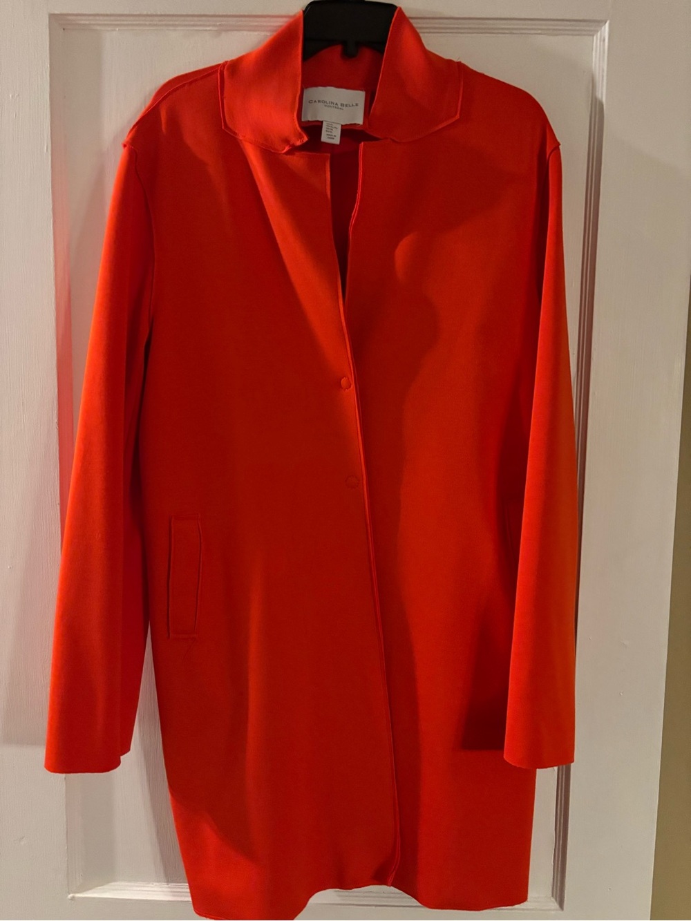 Carolina Belle Bright Red Single-Breasted Trench Coat